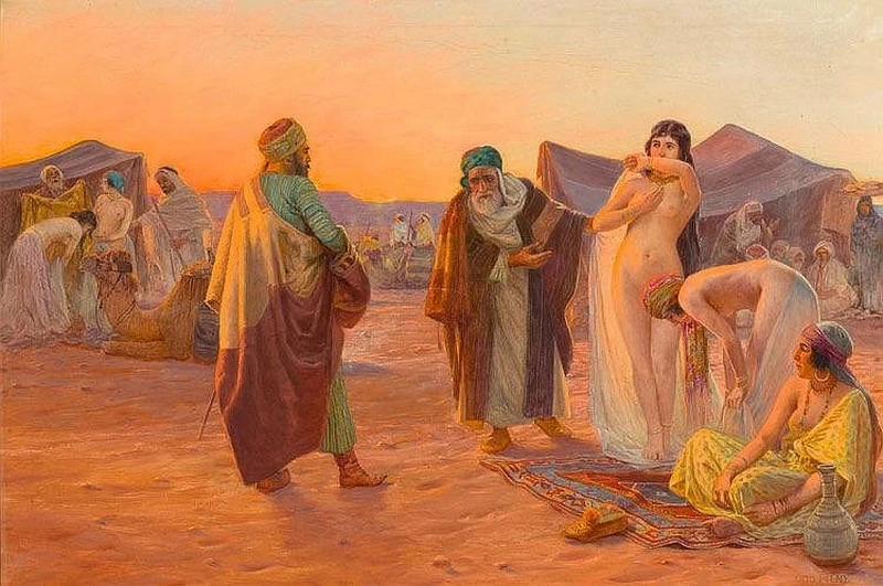 Mercato degli schiavi nel deserto